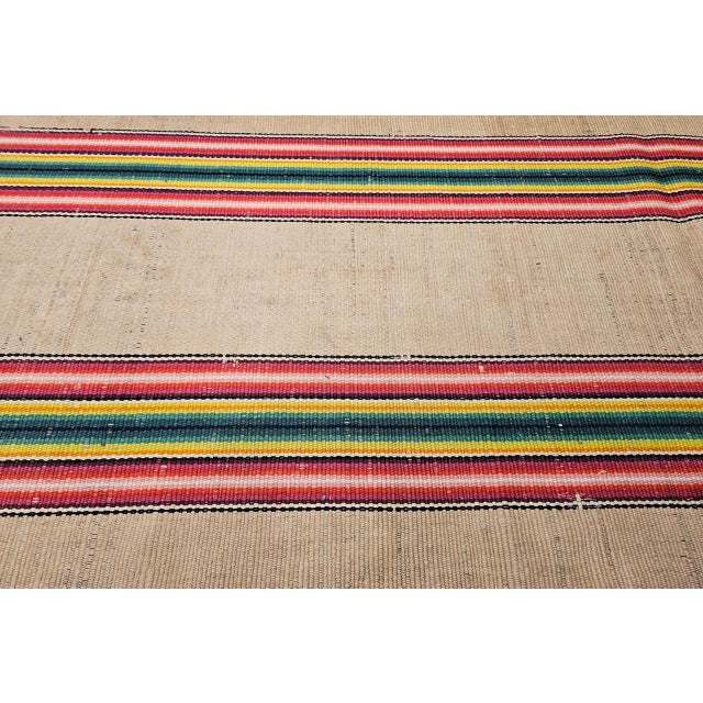 Early 20th Century Vintage American Rag Runner, Handwoven Wool & Cotton, Stripe Pattern, 3x18 For Sale - Image 5 of 16