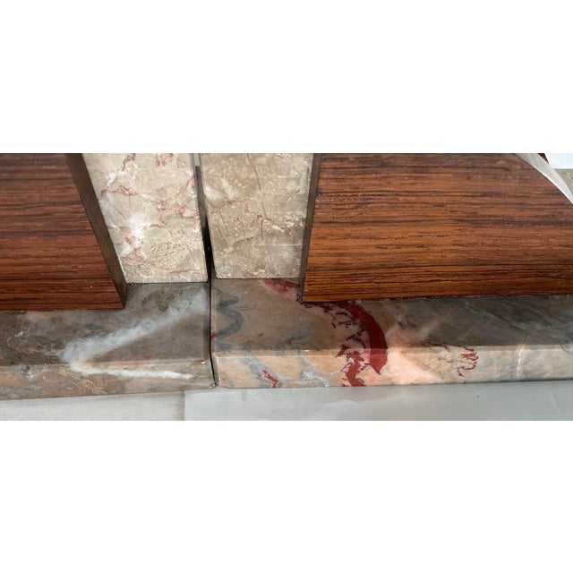 Pair of Antique Art Deco French Marble and Rosewood Bookends For Sale - Image 9 of 10