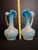 Antique Pair Victorian Blue Satin Cased Glass Pitcher Ewers Hand Painted Orchids Frosted Coral Branch Handles Ruffled Rim - a Pair For Sale - Image 15 of 18