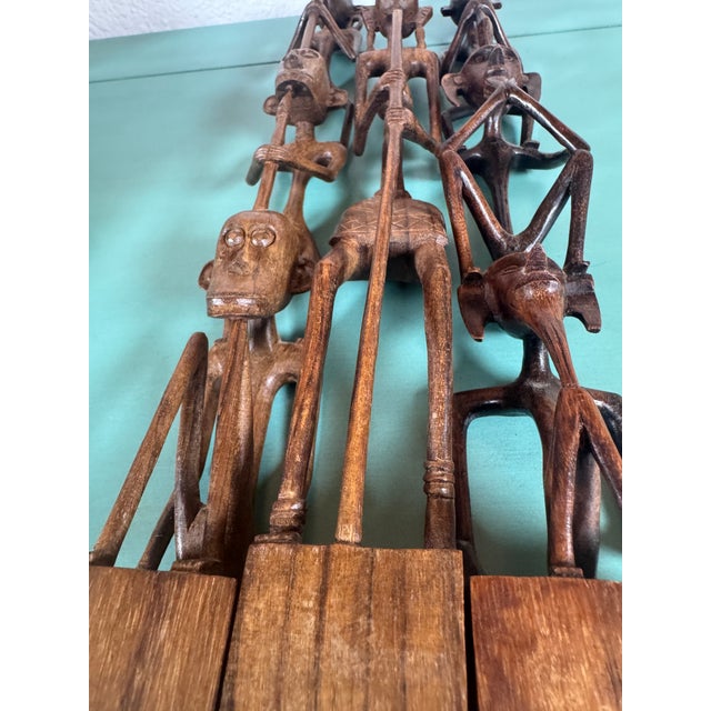 1960s African Ebony Stick Totem Figures, Malawi Tribal Wooden Sculptures 3 Pc For Sale - Image 12 of 15