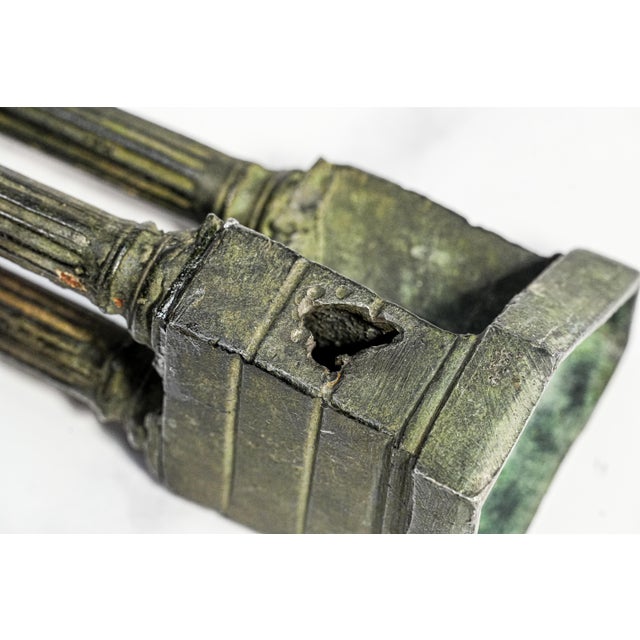 Nice Heavy Cast Metal Temple of Vespasian and Titus Rome Grand Tour Model Home Decor Architectural Sculpture Columns Statue For Sale - Image 16 of 17