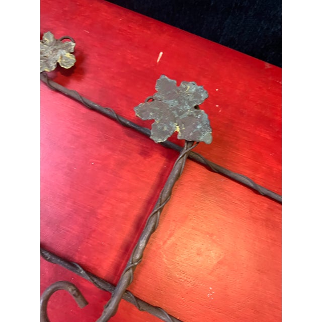 1970s Vintage Metal Wall Hanging Plate Holder With Leaf and Grape Details For Sale - Image 5 of 9