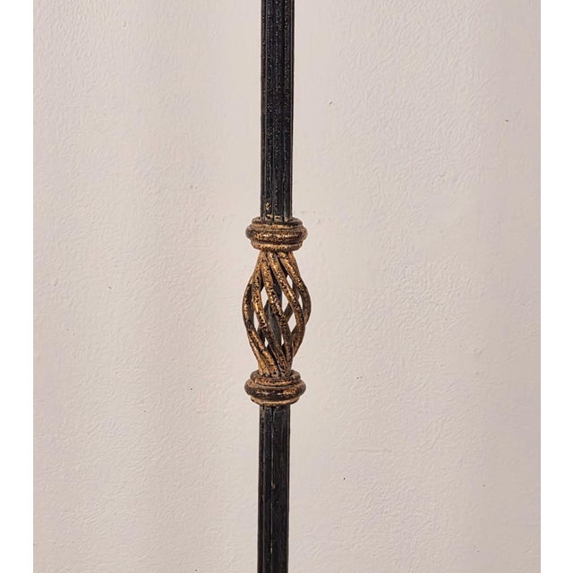 Metal 1970s Wrought Iron Torchères With Gilt Accents - a Pair For Sale - Image 7 of 8