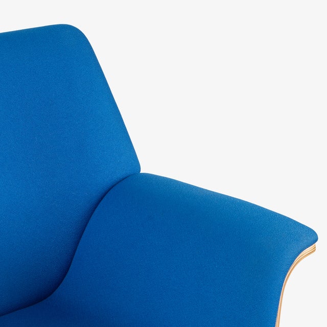 Herman Miller Swoop Plywood Lounge Chairs by Brian Kane in Original Blue Fabric Ash and Polished Chrome For Sale - Image 10 of 12