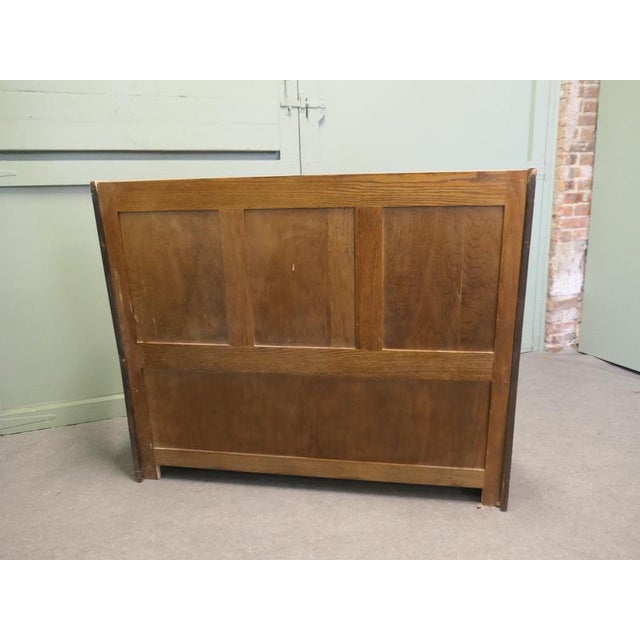 1920s High Back Oak Settle with Carved Back Panels, 1920 For Sale - Image 5 of 8