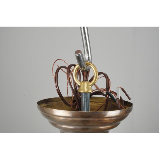 Mid 20th Century Restored Neoclassical Stenciled Milk Glass Pendant Light For Sale - Image 9 of 10