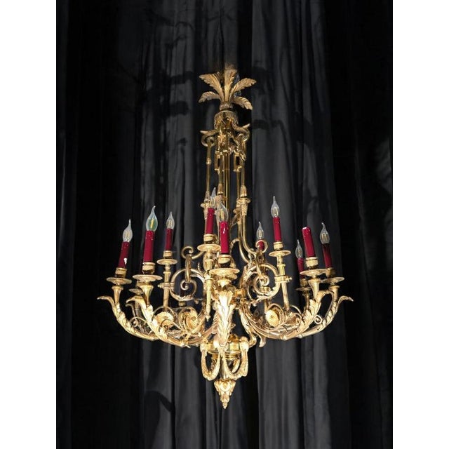 19th-Century French Gilded Bronze Chandelier 16 Lights, 1860s For Sale - Image 16 of 18
