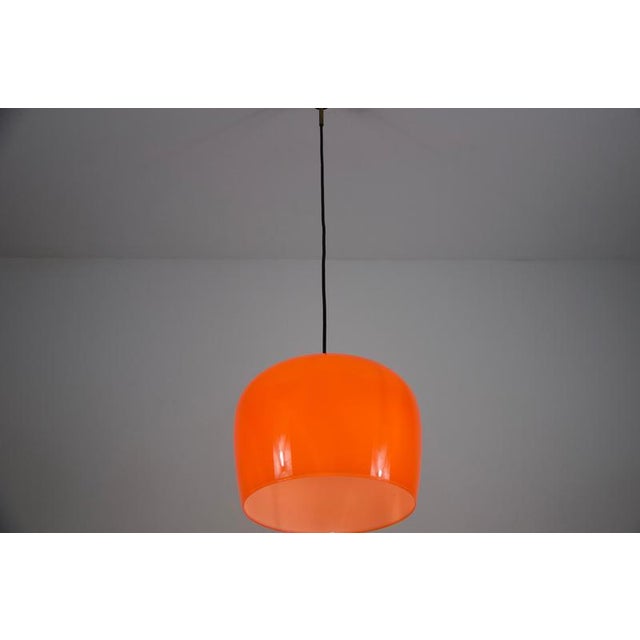Mid-Century Red Glass Pendant Lamp, Italy, 1960s For Sale - Image 4 of 15
