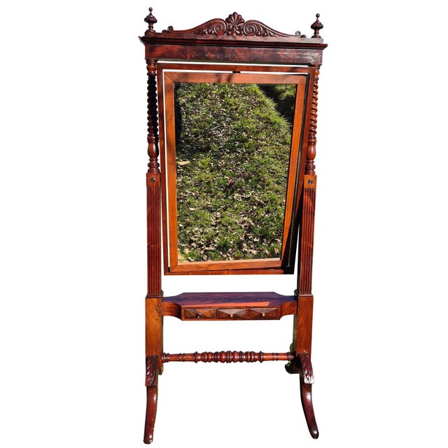 Antique Tilting Floor Mirror in Mahogany with Beveled Glass, 1870 For Sale - Image 15 of 18