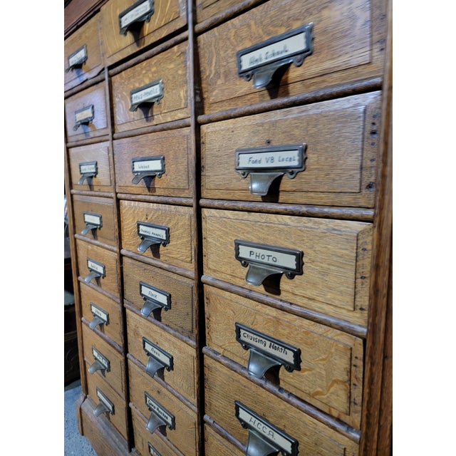 American Antique Tiger Oak File Cabinet Circa. 1900 (24) Drawers For Sale - Image 3 of 11