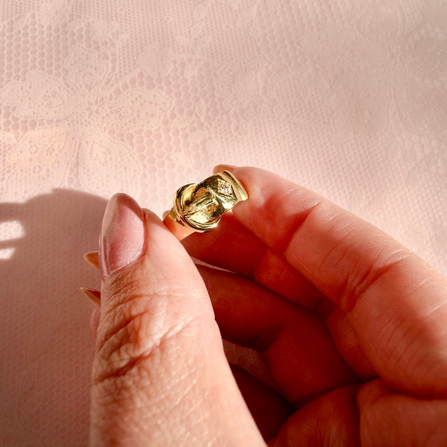 Late 19th Century Victorian 18k Old Mine Cut Diamond Buckle Ring, Size 6.75, Chester 1897 For Sale - Image 9 of 11