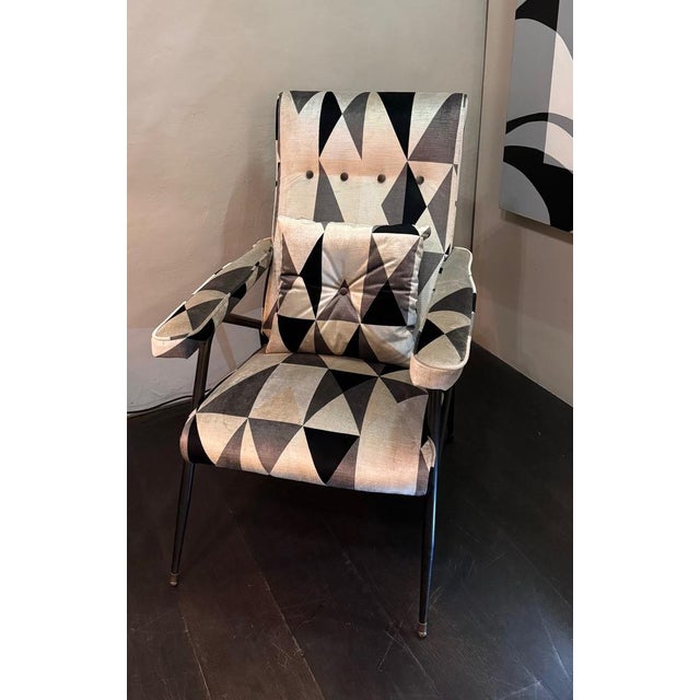 Reclining Armchair in Rubelli Velvet with Cushion For Sale - Image 4 of 6