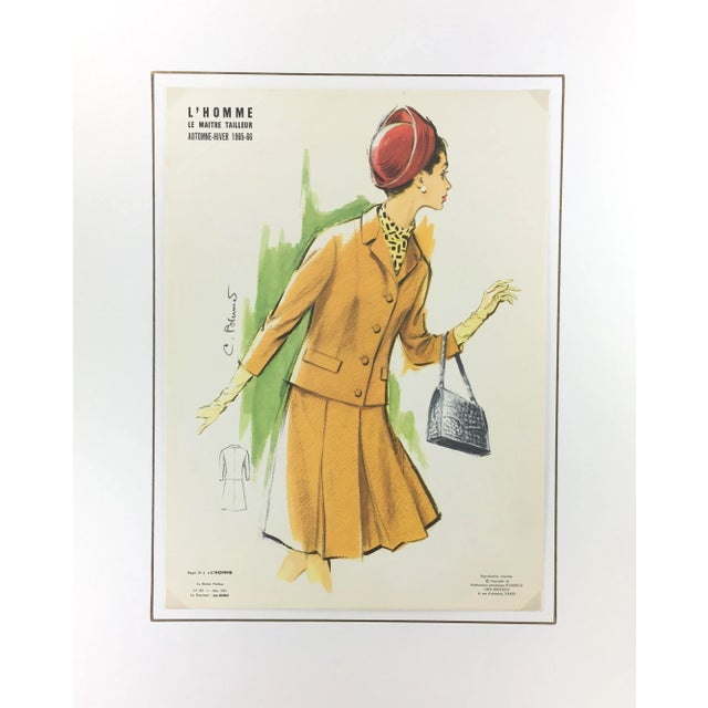 1960s Vintage French Sketch of Autumn-Winter Season Fashion For Sale - Image 5 of 5