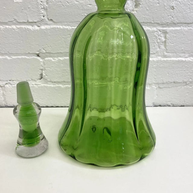 Blenko Vintage Brilliant Green Decanter, Design by Joel Philip Myers, Design #6934 For Sale - Image 4 of 8