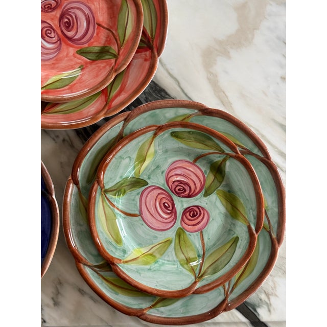 Rustic European LastCHANCE!8 Pieces Made in Portugal Hand Painted and Glazed Plates For Sale - Image 3 of 16