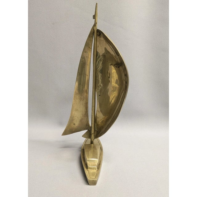 Large Mid-Century Vintage Brass Sailboat For Sale - Image 4 of 10
