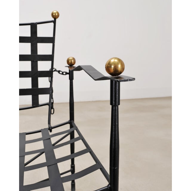Late 20th Century Pair of Mario Papperzini Amalfi Iron Lounge Chairs and Ottomans For Sale - Image 5 of 18