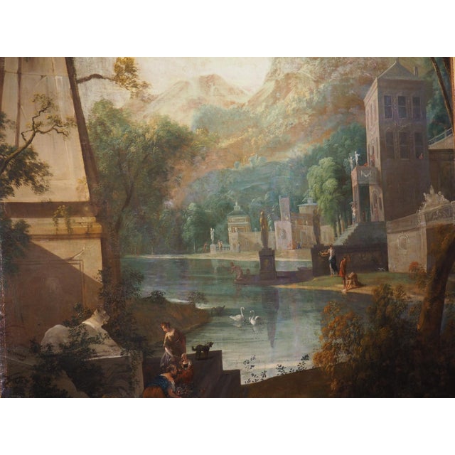 A Rare and Monumental 18th Century Italianate Landscape Oil on Canvas by Dutch Old Master W. Troost the Elder (1684-1752) For Sale - Image 18 of 18