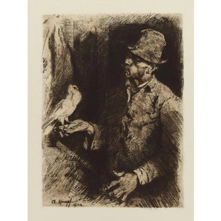 Taubenliebhaber (Pigeon Fanciers) - Original Etching by Arthur Kampf - 1904 1904 For Sale