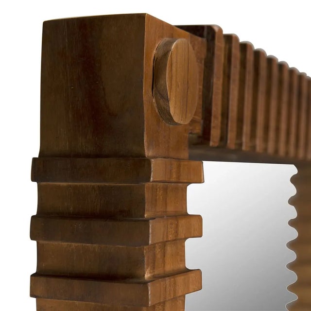 Brown NOIR Rift Mirror, Teak For Sale - Image 8 of 8