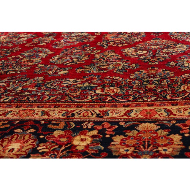 Early 20th Century Red Antique Persian Sarouk Rug, 13'08 X 17'02 For Sale - Image 5 of 10