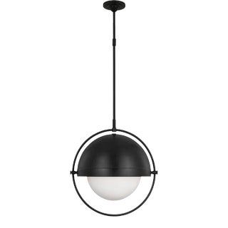 Thomas O'Brien By Visual Comfort Studio Bacall 1-Light Extra Large Pendant in Aged Iron For Sale