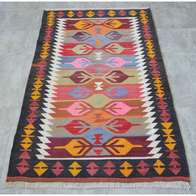 3x5 Ft Vintage Turkish Kilim Rug, Village Flat Weave, Natural Dyes, Multicolor Area Rug For Sale - Image 17 of 17