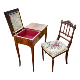Vintage French Louie 15th Style Dressing Table and Chair For Sale