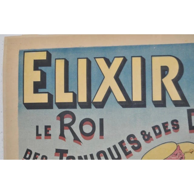 Antique French Francisco Tamango "Elixer Mondet" Advertising Poster For Sale - Image 10 of 11
