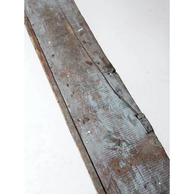 Sky Blue Antique Primitive Painted Blue Bench For Sale - Image 8 of 12