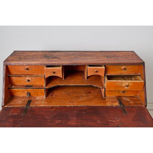 Brown Antique Swedish Secretary Desk with Drawers in Pine, 1820 For Sale - Image 8 of 13