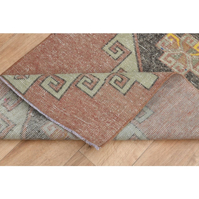 Traditional 1970s Turkish Oushak Handmade Wool Cotton Orange Runner Rug For Sale - Image 3 of 11