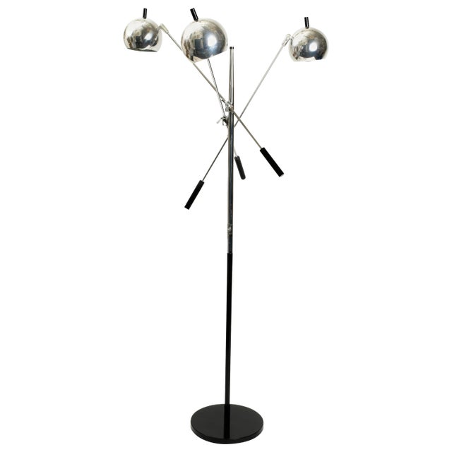 Chrome Floor Lamp With Adjustable Arms For Sale