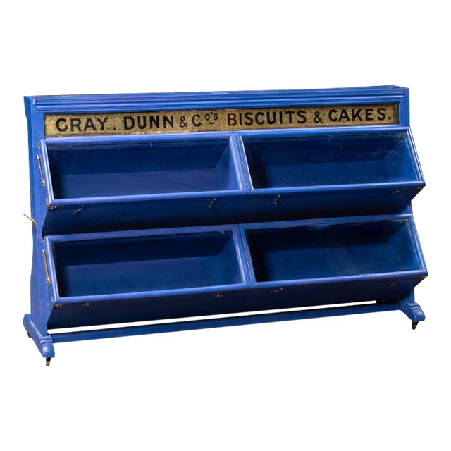 Antique Gray, Dunn & Co. Bakery Display Case in Blue For Sale
