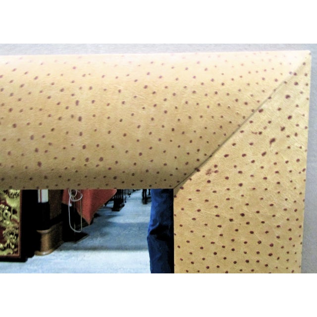 Wood Large Faux Ostrich Leather Framed Wall Mirror For Sale - Image 7 of 9