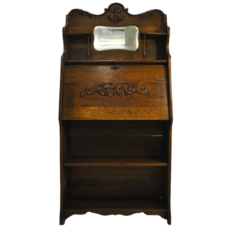 Antique Signed Victorian Larkin Oak Drop Front Secretary Desk with