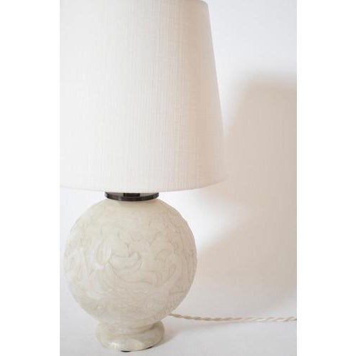 Engraved Alabaster Ball Lamp, 1930s For Sale - Image 3 of 5