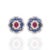 Art Deco Enticing 4.21 Ct Ruby, Sapphire & Diamond Push Back Earrings in 18k Yellow Gold - 2 Pieces For Sale - Image 3 of 4