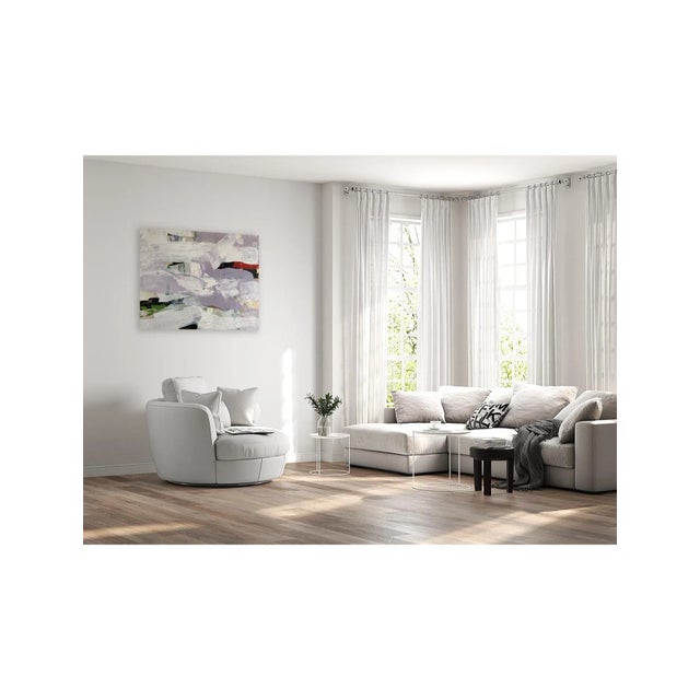 Acrylic and painted papers on stretched canvas completed in 2023 by contemporary artist Jessalin Beutler (b. 1982)....