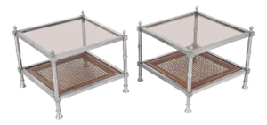 Pair of French Mid-20th Century Maison Jansen Style Brushed Steel Side Tables