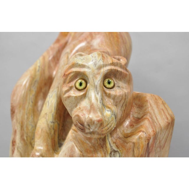 Vintage Seymour Shuren Modern Pink Carved Marble Abstract Panther Cat Sculpture For Sale - Image 11 of 18