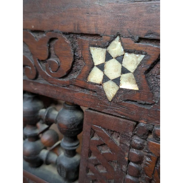Brown Late 19th Century Moroccan Style Mother of Pearl Inlay Entry Bench For Sale - Image 8 of 12