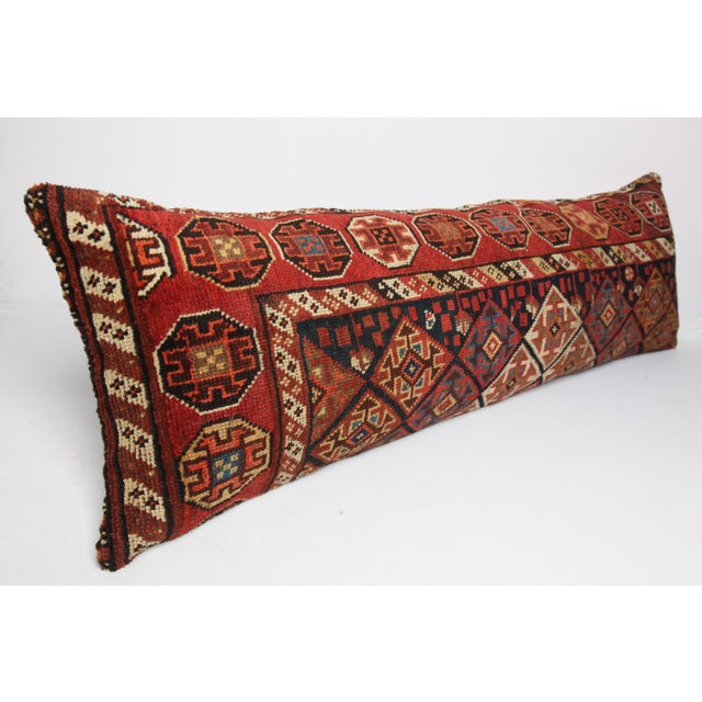 Handwoven Persian Rug Pillow Cover – Antique Tribal Decorative Throw Cushion -16'' X 49'' For Sale - Image 4 of 12