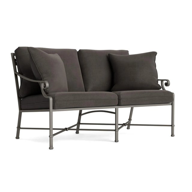 Brown Jordan Venetian Loveseat, Mica frame with Fusion Charcoal fabric For Sale - Image 12 of 12