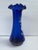 Vintage Mary Gregory Style Cobalt Blue Glass Vase With Ruffled Rim For Sale - Image 4 of 12