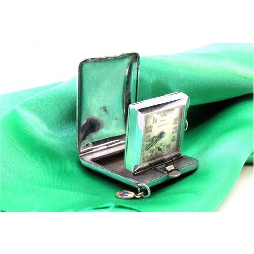 Steel Travel Watch with Mechanical Movement and Suspension Ring from Condal For Sale - Image 4 of 9