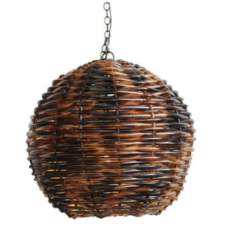 Hand Weaved Rattan Globe Lantern For Sale
