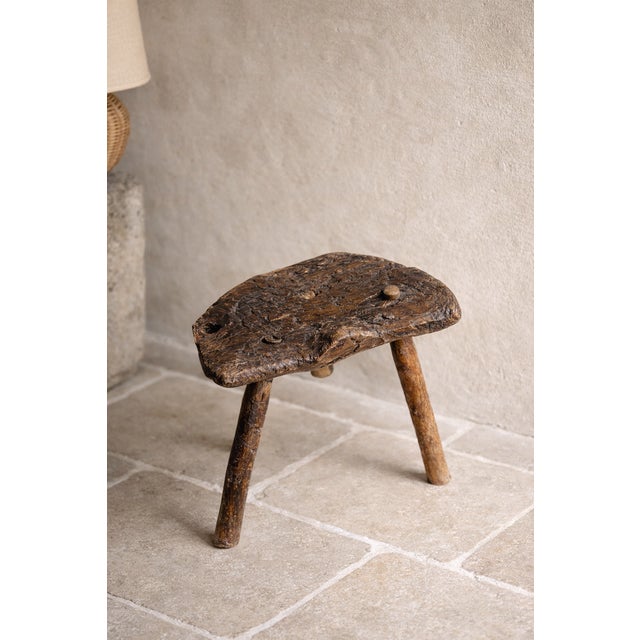 Wabi-Sabi Primitive Sculptural Hand-Carved Wooden Stools, 20th Century, Set of 2 For Sale - Image 9 of 9