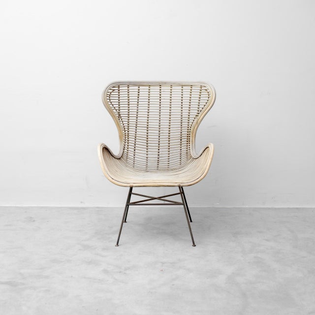 Vintage Rattan and Metal Armchair, 1960s For Sale - Image 4 of 13