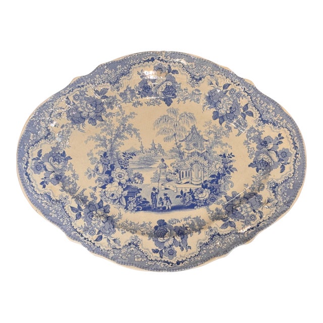 19th Century Blue and White Platter For Sale